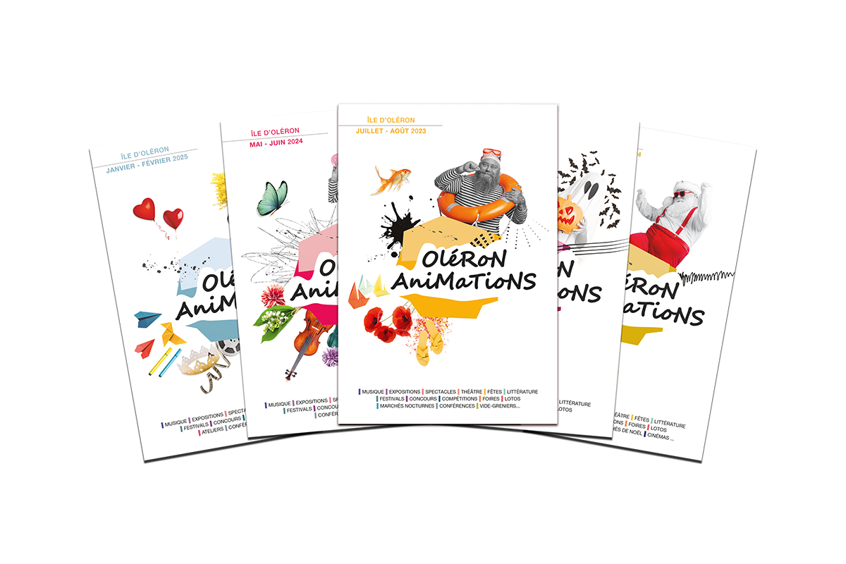 Création de la charte graphique et mise en page d'une brochure évènementielle pour l'Office de tourisme de l'île d'Oléron Marennes par Gaëlle Carmagnac Graphiste Print, Île d'Oléron, Marennes, Charente Maritime