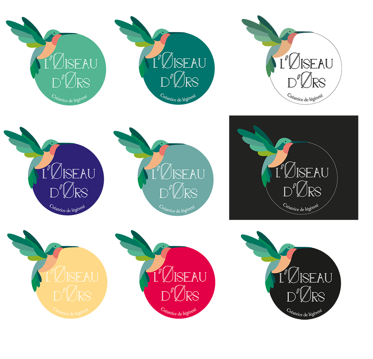 Création graphique de l'identité visuelle complète pour L'Oiseau d'Ors par Gaëlle Carmagnac Graphiste Print, Île d'Oléron, Marennes, Charente Maritime