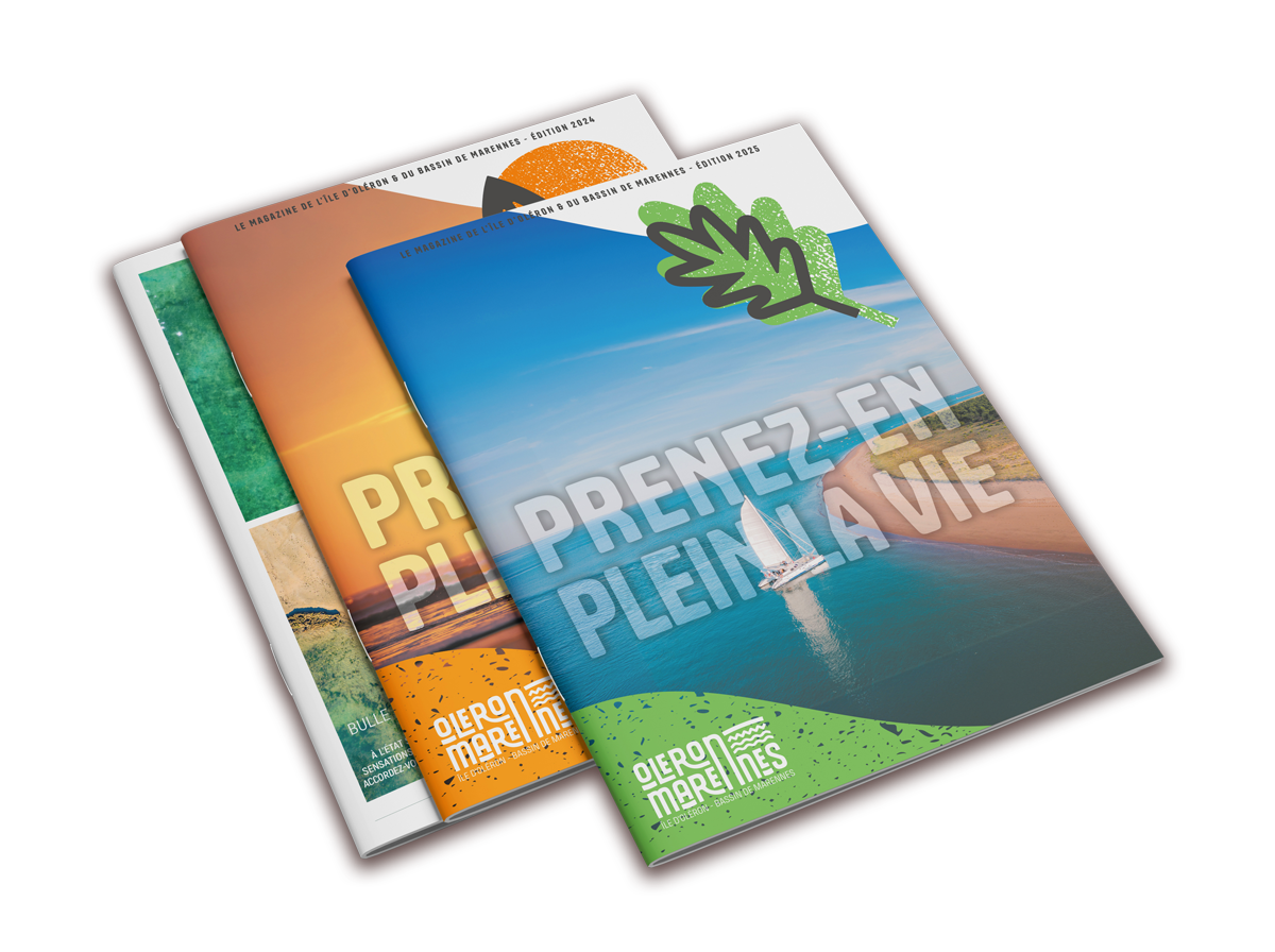Direction artistique, création graphique te mise en page de magazines pour l'Office de toutisme de l'île d'Oléron Marennes