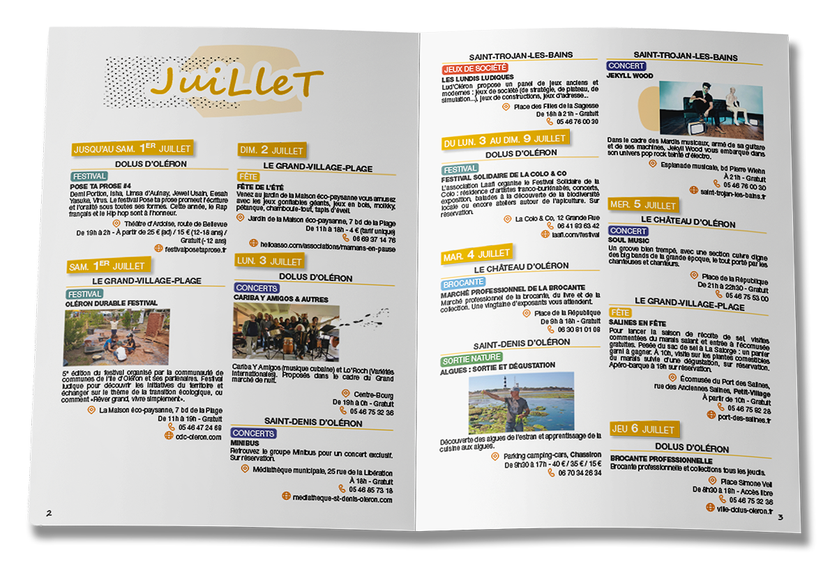 Direction artistique, création graphique et mise en page Gaëlle Carmagnac Graphiste Print, île d'Oléron, Marennes, Charente Maritime