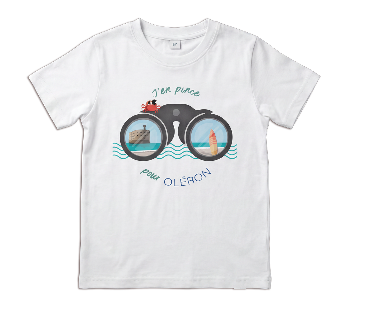 Créations graphiques de t-shirt enfant Office de tourisme de l'Île d'Oléron Marennes par Gaëlle Carmagnac Graphiste Print, Île d'Oléron, Marennes, Charente Maritime